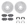 2512-03022 Geoperformance Drilled/Slotted Rotors w/5000 Advanced Brake Pads Kit & Hardware, 2009-2016 Kia/Hyundai/Genesis, Posit - image 1