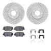 2512-03026 Geoperformance Drilled/Slotted Rotors w/5000 Advanced Brake Pads Kit & Hardware, 2014-2017 Kia/Hyundai/Genesis, Posit - image 1