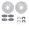 2512-03027 Geoperformance Drilled/Slotted Rotors w/5000 Advanced Brake Pads Kit & Hardware, 2017-2019 Kia/Hyundai/Genesis, Posit