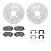 2512-03058 Geoperformance Drilled/Slotted Rotors w/5000 Advanced Brake Pads Kit & Hardware, 2016-2021 Kia/Hyundai/Genesis, Posit - image 1