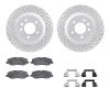2512-11012 Geoperformance Drilled/Slotted Rotors w/5000 Advanced Brake Pads Kit & Hardware, 2005-2009 Land Rover, Position: Fron - image 1