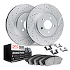 2512-11034 Geoperformance Drilled/Slotted Rotors w/5000 Advanced Brake Pads Kit & Hardware, Fits Select Land Rover, Position: Fr