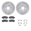 2512-13001 Geoperformance Drilled/Slotted Rotors w/5000 Advanced Brake Pads Kit & Hardware, 1997-2001 Subaru, Position: Front - image 1