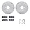 2512-13002 Geoperformance Drilled/Slotted Rotors w/5000 Advanced Brake Pads Kit & Hardware, 1990-1999 Subaru, Position: Rear - image 1