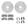 2512-13003 Geoperformance Drilled/Slotted Rotors w/5000 Advanced Brake Pads Kit & Hardware, 1990-1996 Subaru, Position: Front - image 1