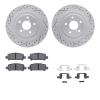 2512-13013 Geoperformance Drilled/Slotted Rotors w/5000 Advanced Brake Pads Kit & Hardware, 2005-2009 Subaru, Position: Rear - image 1