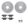 2512-20003 Geoperformance Drilled/Slotted Rotors w/5000 Advanced Brake Pads Kit & Hardware, 2005-2006 Jaguar, Position: Front - image 1