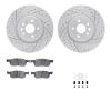 2512-20024 Geoperformance Drilled/Slotted Rotors w/5000 Advanced Brake Pads Kit & Hardware, 2017-2020 Jaguar, Position: Front - image 1