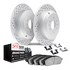 2512-21021 Geoperformance Drilled/Slotted Rotors w/5000 Advanced Brake Pads Kit & Hardware, 2007-2014 Kia/Hyundai/Genesis, Posit - image 1