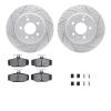 2512-27010 Geoperformance Drilled/Slotted Rotors w/5000 Advanced Brake Pads Kit & Hardware, 1996-1997 Volvo, Position: Rear - image 1