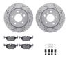 2512-31239 Geoperformance Drilled/Slotted Rotors w/5000 Advanced Brake Pads Kit & Hardware, 2003-2008 BMW, Position: Rear - image 1