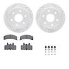 2512-48008 Geoperformance Drilled/Slotted Rotors w/5000 Advanced Brake Pads Kit & Hardware, 1988-2000 GM, Position: Front - image 1
