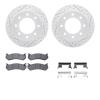 2512-48039 Geoperformance Drilled/Slotted Rotors w/5000 Advanced Brake Pads Kit & Hardware, 1999-2009 GM, Position: Rear - image 1