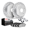 2512-54199 Geoperformance Drilled Brake Rotors w/5000 Advanced Brake Pads Kit & Hardware, 1992-1995 Ford/Lincoln/Mercury/Mazda,  - image 1