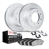 2512-54579 Geoperformance Drilled/Slotted Rotors w/5000 Advanced Brake Pads Kit & Hardware, Fits Select Ford/Lincoln/Mercury/Maz