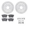 2512-58004 Geoperformance Drilled/Slotted Rotors w/5000 Advanced Brake Pads Kit & Hardware, 1999-2003 Acura/Honda, Position: Rea - image 1