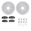 2512-59042 Geoperformance Drilled/Slotted Rotors w/5000 Advanced Brake Pads Kit & Hardware, Fits Select Acura/Honda, Position: F - image 1