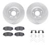 2512-59056 Geoperformance Drilled/Slotted Rotors w/5000 Advanced Brake Pads Kit & Hardware, 2005-2015 Acura/Honda, Position: Fro - image 1