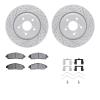2512-59082 Geoperformance Drilled/Slotted Rotors w/5000 Advanced Brake Pads Kit & Hardware, Fits Select Acura/Honda, Position: F - image 1