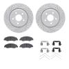 2512-59083 Geoperformance Drilled/Slotted Rotors w/5000 Advanced Brake Pads Kit & Hardware, Fits Select Acura/Honda, Position: F - image 1