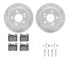 2512-63009 Geoperformance Drilled/Slotted Rotors w/5000 Advanced Brake Pads Kit & Hardware, 1986-1993 Mercedes-Benz, Position: R - image 1
