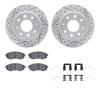 2512-72007 Geoperformance Drilled/Slotted Rotors w/5000 Advanced Brake Pads Kit & Hardware, 1998-2001 Kia/Hyundai/Genesis, Posit - image 1