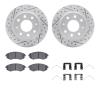 2512-72009 Geoperformance Drilled/Slotted Rotors w/5000 Advanced Brake Pads Kit & Hardware, 1999-2001 Kia/Hyundai/Genesis, Posit - image 1