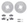2512-74006 Geoperformance Drilled/Slotted Rotors w/5000 Advanced Brake Pads Kit & Hardware, 1995-1995 Audi/Volkswagen, Position: - image 1