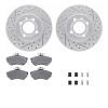 2512-74008 Geoperformance Drilled/Slotted Rotors w/5000 Advanced Brake Pads Kit & Hardware, 1993-1993 Audi/Volkswagen, Position: - image 1