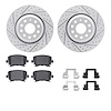 2512-74047 Geoperformance Drilled/Slotted Rotors w/5000 Advanced Brake Pads Kit & Hardware, 2006-2021 Audi/Volkswagen, Position: - image 1