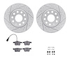 2512-74056 Geoperformance Drilled/Slotted Rotors w/5000 Advanced Brake Pads Kit & Hardware, 2017-2019 Audi/Volkswagen, Position: - image 1