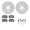2512-76004 Geoperformance Drilled/Slotted Rotors w/5000 Advanced Brake Pads Kit & Hardware, 1997-2004 Lexus/Toyota/Scion, Positi - image 1