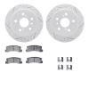 2512-76007 Geoperformance Drilled/Slotted Rotors w/5000 Advanced Brake Pads Kit & Hardware, 1992-1996 Lexus/Toyota/Scion, Positi