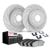 2512-76007 Geoperformance Drilled/Slotted Rotors w/5000 Advanced Brake Pads Kit & Hardware, 1992-1996 Lexus/Toyota/Scion, Positi - image 2