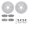 2512-76011 Geoperformance Drilled/Slotted Rotors w/5000 Advanced Brake Pads Kit & Hardware, 2003-2006 Lexus/Toyota/Scion, Positi - image 1