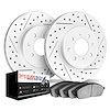 2602-54090 Geoperformance Drilled/Slotted Rotors w/5000 Euro Ceramic Brake Pads Kit, Fits Select Ford/Lincoln/Mercury/Mazda, Pos - image 1