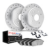 2612-07000 Geoperformance Drilled Brake Rotors w/5000 Euro Ceramic Brake Pads Kit & Hardware, 2009-2019 Mopar, Position: Rear - image 1