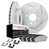 2612-31003 Geoperformance Slotted Brake Rotors w/5000 Euro Ceramic Brake Pads Kit & Hardware, 1984-1991 BMW, Position: Front - image 1