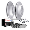 2612-46006 Geoperformance Slotted Brake Rotors w/5000 Euro Ceramic Brake Pads Kit & Hardware, 2004-2011 GM, Position: Front - image 1