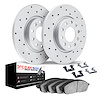 2612-65006 Geoperformance Drilled Brake Rotors w/5000 Euro Ceramic Brake Pads Kit & Hardware, 1999-2010 GM, Position: Rear - image 1