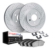 2612-79003 Geoperformance Drilled/Slotted Rotors w/5000 Euro Ceramic Brake Pads Kit & Hardware, Fits Select Maserati, Position: 