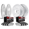 2704-31000 Geoperformance Drilled Brake Rotors with Active Performance Pads Kit, 1984-1991 BMW, Position: Front and Rear - image 1