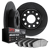 3102-47007 Slotted Brake Rotors with 3000-Series Semi-Metallic Brake Pads Kit [Black], 1983-1995 Suzuki, Position: Front
