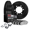 3112-67022 Slotted Brake Rotors with 3000-Series Semi-Metallic Brake Pads Kit & Hardware [Black], 1982-1985 Infiniti/Nissan, Pos