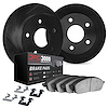 3112-92013 Slotted Brake Rotors with 3000-Series Semi-Metallic Brake Pads Kit & Hardware [Black], 2011-2017 Audi/Volkswagen, Pos