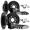 3114-11001 Slotted Brake Rotors with 3000-Series Semi-Metallic Brake Pads Kit & Hardware [Black], 1987-1989 Land Rover, Position - image 1