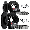 3114-13022 Slotted Brake Rotors with 3000-Series Semi-Metallic Brake Pads Kit & Hardware [Black], 2002-2006 Subaru, Position: Fr - image 1
