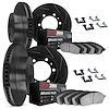 3114-67057 Slotted Brake Rotors with 3000-Series Semi-Metallic Brake Pads Kit & Hardware [Black], Fits Select Multiple Makes/Mod - image 1