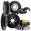 3204-48058 Slotted Brake Rotors w/Heavy-Duty Brake Pads/Drums & Shoes [Black], 1988-1996 GM, Position: Front and Rear - image 1