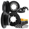 3204-54099 Slotted Brake Rotors w/Heavy-Duty Brake Pads/Drums & Shoes [Black], 1986-1989 Ford/Lincoln/Mercury/Mazda, Position: F - image 1